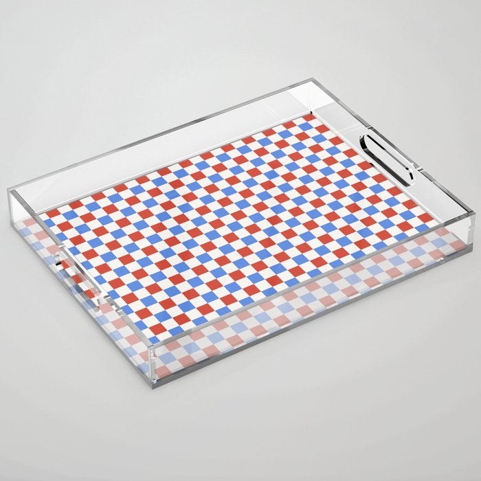 Checkered Multicolor Pattern XX Red White Blue Acrylic Tray Gallery Image 1