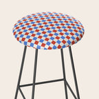 Checkered Multicolor Pattern XX Red White Blue Stool Gallery Image 2