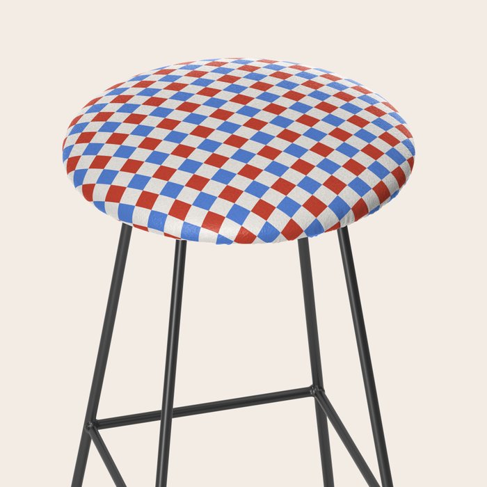 Checkered Multicolor Pattern XX Red White Blue Stool Gallery Image 2