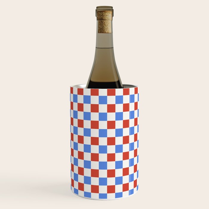 Checkered Multicolor Pattern XX Red White Blue Wine Chiller Gallery Image 2