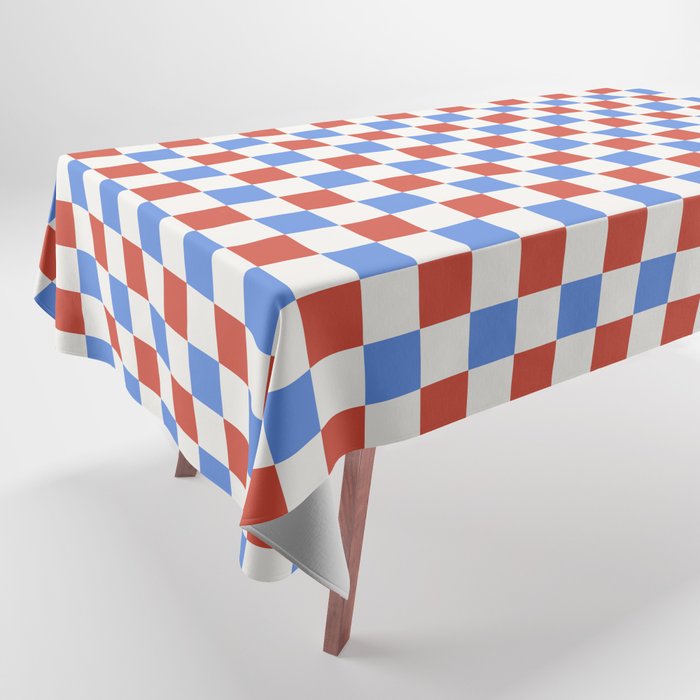 Checkered Multicolor Pattern XX Red White Blue Tablecloth Gallery Image 1