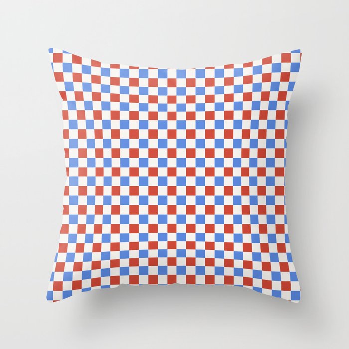 Checkered Multicolor Pattern XX Red White Blue Throw Pillow Gallery Image 1