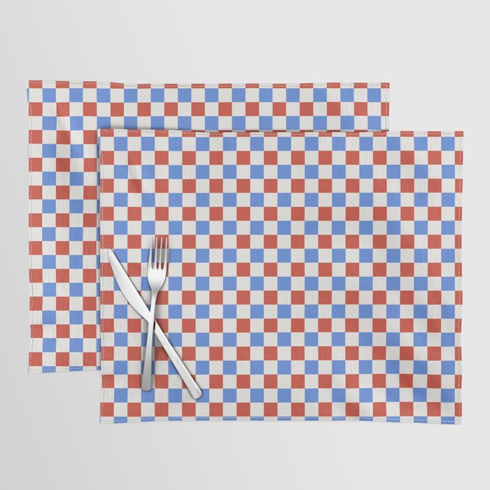 Checkered Multicolor Pattern XX Red White Blue Placemat Gallery Image 1