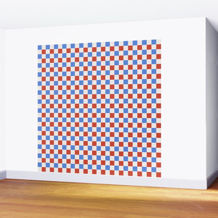 Checkered Multicolor Pattern XX Red White Blue Wall Mural Gallery Image 2