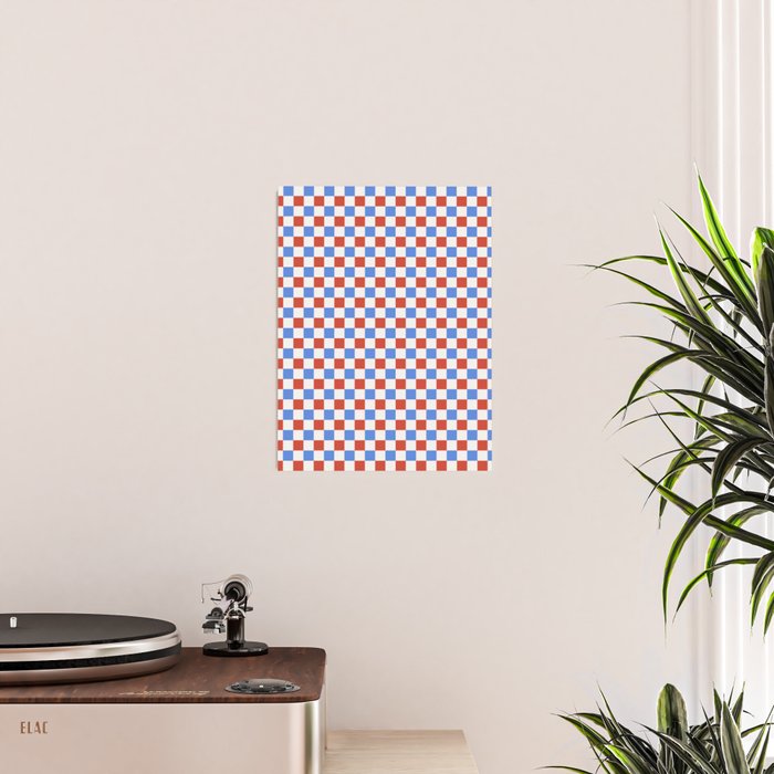Checkered Multicolor Pattern XX Red White Blue Poster Gallery Image 2