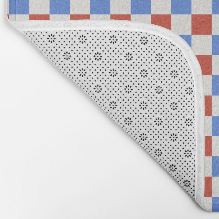 Checkered Multicolor Pattern XX Red White Blue Bath Mat Gallery Image 2