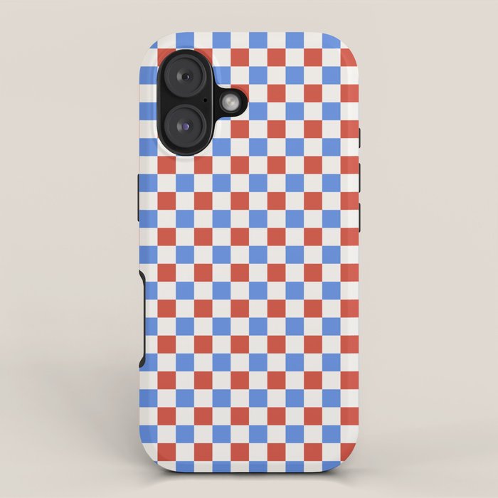 Checkered Multicolor Pattern XX Red White Blue iPhone Case Gallery Image 1