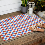 Checkered Multicolor Pattern XX Red White Blue Outdoor Rug Gallery Image 2