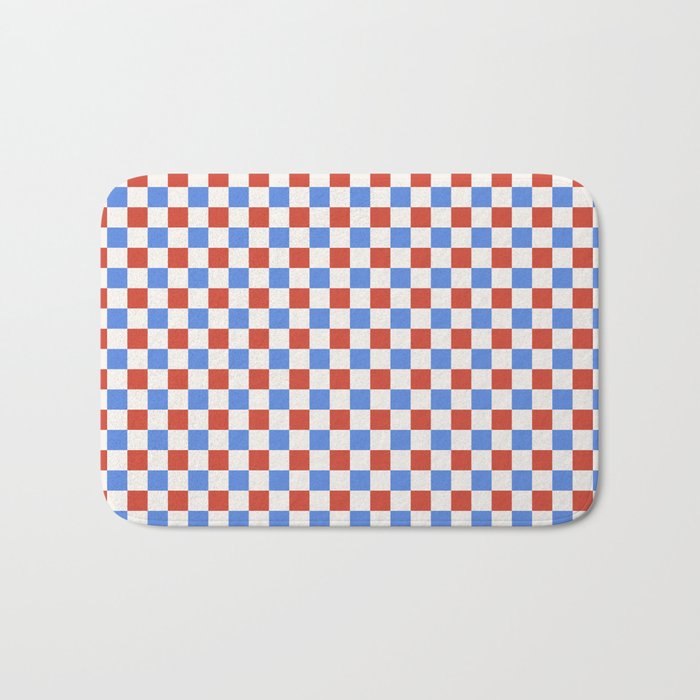 Checkered Multicolor Pattern XX Red White Blue Bath Mat Gallery Image 1