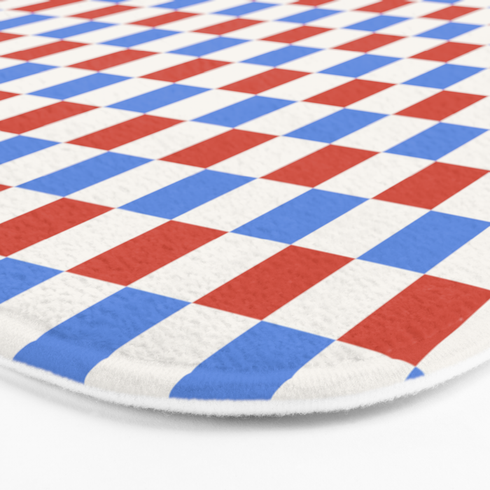 Checkered Multicolor Pattern XX Red White Blue Bath Mat Gallery Image 3