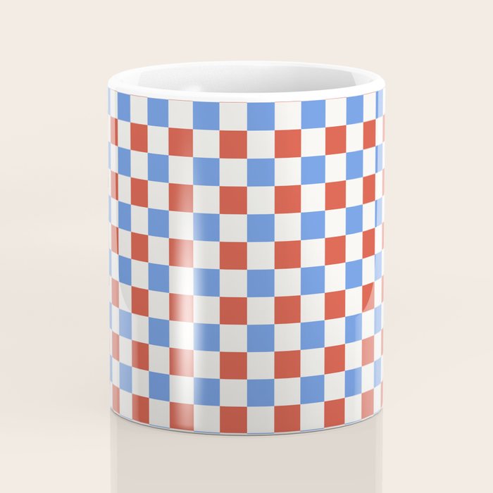 Checkered Multicolor Pattern XX Red White Blue Coffee Mug Gallery Image 4