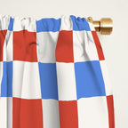 Checkered Multicolor Pattern XX Red White Blue Window Curtain Gallery Image 2