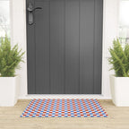 Checkered Multicolor Pattern XX Red White Blue Welcome Mat Gallery Image 3