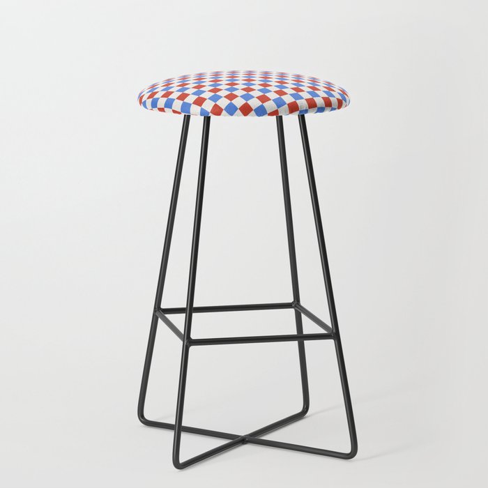 Checkered Multicolor Pattern XX Red White Blue Stool Gallery Image 1