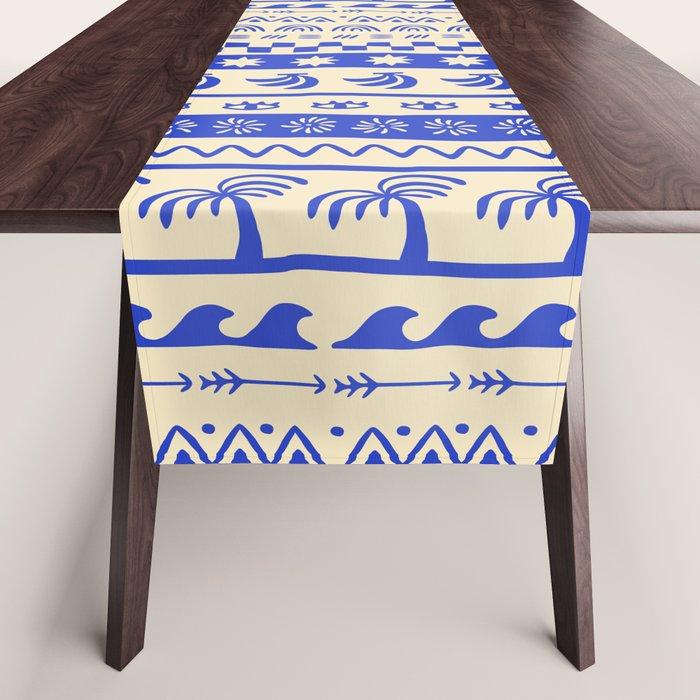 Vintage tropical summer nature art pattern Table Runner Gallery Image 1