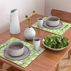 Mid Century Modern Abstract Lime Green and White Piquet Multi Pattern Placemat Gallery Image 2