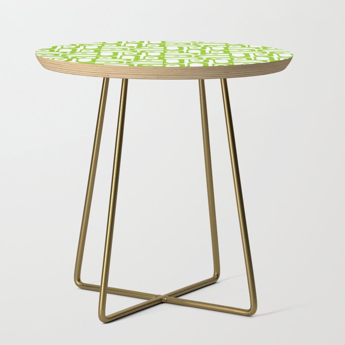 Mid Century Modern Abstract Lime Green and White Piquet Multi Pattern Side Table Gallery Image 1