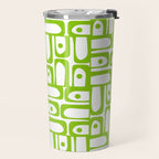 Mid Century Modern Abstract Lime Green and White Piquet Multi Pattern Travel Mug Gallery Image 2
