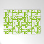 Mid Century Modern Abstract Lime Green and White Piquet Multi Pattern Welcome Mat Gallery Image 1