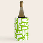 Mid Century Modern Abstract Lime Green and White Piquet Multi Pattern Wine Chiller Gallery Image 3