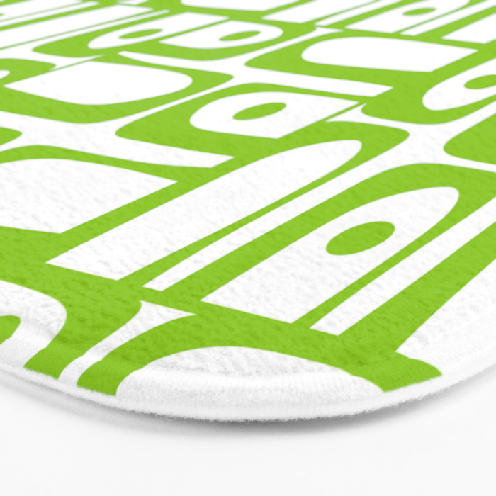 Mid Century Modern Abstract Lime Green and White Piquet Multi Pattern Bath Mat Gallery Image 3