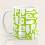 Mid Century Modern Abstract Lime Green and White Piquet Multi Pattern Coffee Mug Gallery Image 3