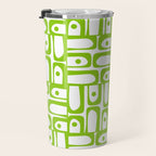 Mid Century Modern Abstract Lime Green and White Piquet Multi Pattern Travel Mug Gallery Image 3