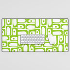 Mid Century Modern Abstract Lime Green and White Piquet Multi Pattern Desk Mat Gallery Image 1