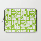Mid Century Modern Abstract Lime Green and White Piquet Multi Pattern Laptop Sleeve Gallery Image 1