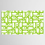 Mid Century Modern Abstract Lime Green and White Piquet Multi Pattern Tablecloth Gallery Image 2