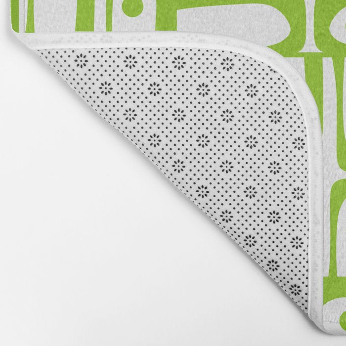 Mid Century Modern Abstract Lime Green and White Piquet Multi Pattern Bath Mat Gallery Image 2