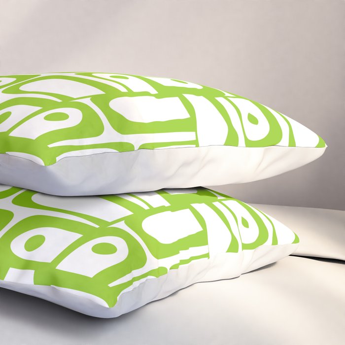 Mid Century Modern Abstract Lime Green and White Piquet Multi Pattern Pillow Sham Gallery Image 3