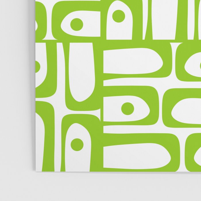 Mid Century Modern Abstract Lime Green and White Piquet Multi Pattern Poster Gallery Image 3