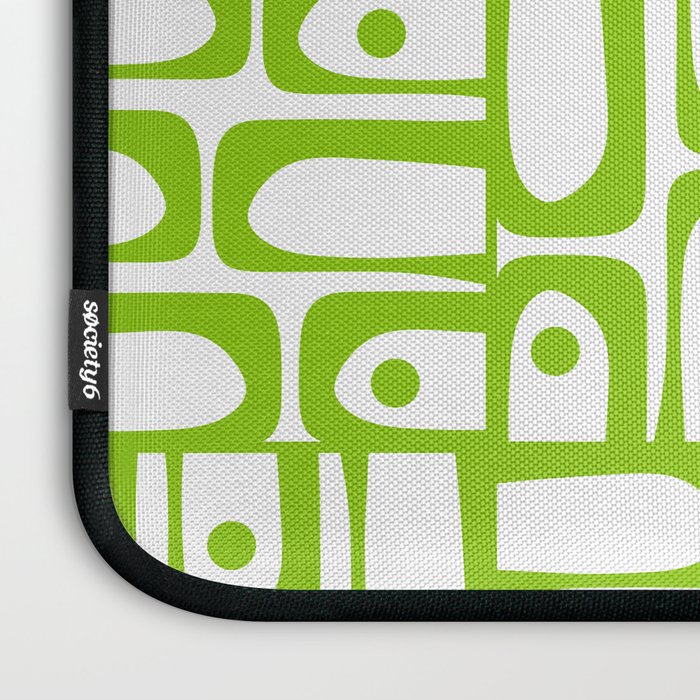 Mid Century Modern Abstract Lime Green and White Piquet Multi Pattern Laptop Sleeve Gallery Image 3