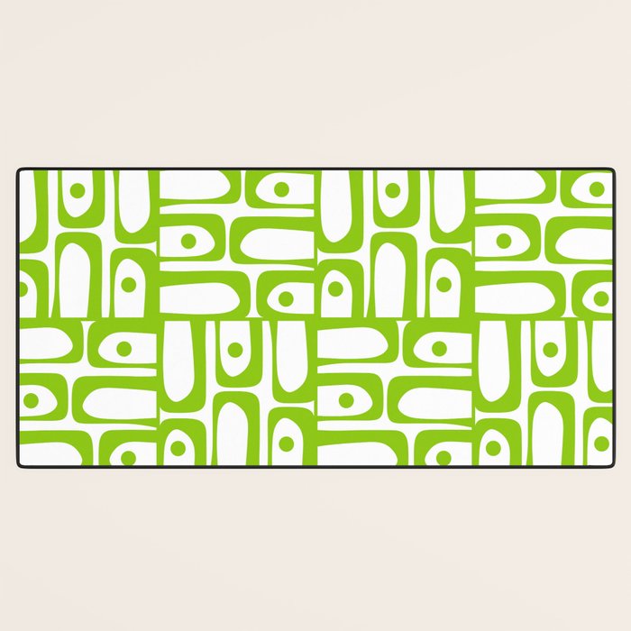 Mid Century Modern Abstract Lime Green and White Piquet Multi Pattern Desk Mat Gallery Image 3