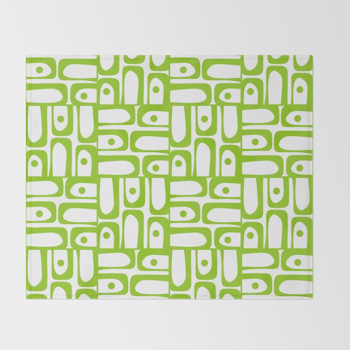 Mid Century Modern Abstract Lime Green and White Piquet Multi Pattern Throw Blanket Gallery Image 2