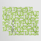 Mid Century Modern Abstract Lime Green and White Piquet Multi Pattern Placemat Gallery Image 1