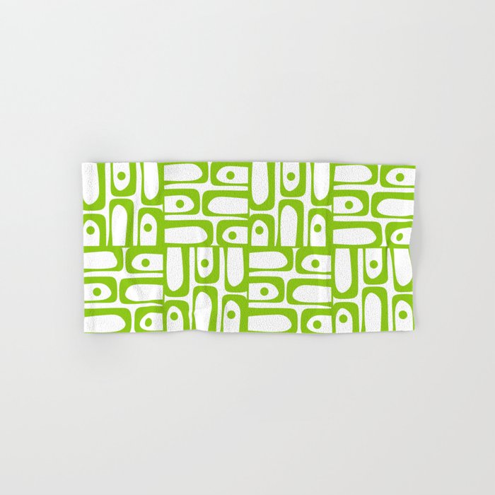 Mid Century Modern Abstract Lime Green and White Piquet Multi Pattern Bath Towel Gallery Image 1
