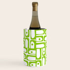 Mid Century Modern Abstract Lime Green and White Piquet Multi Pattern Wine Chiller Gallery Image 2