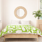 Mid Century Modern Abstract Lime Green and White Piquet Multi Pattern Duvet Cover Gallery Image 3