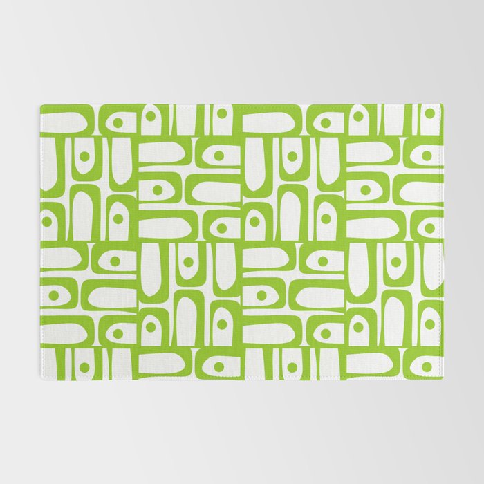 Mid Century Modern Abstract Lime Green and White Piquet Multi Pattern Rug Gallery Image 2