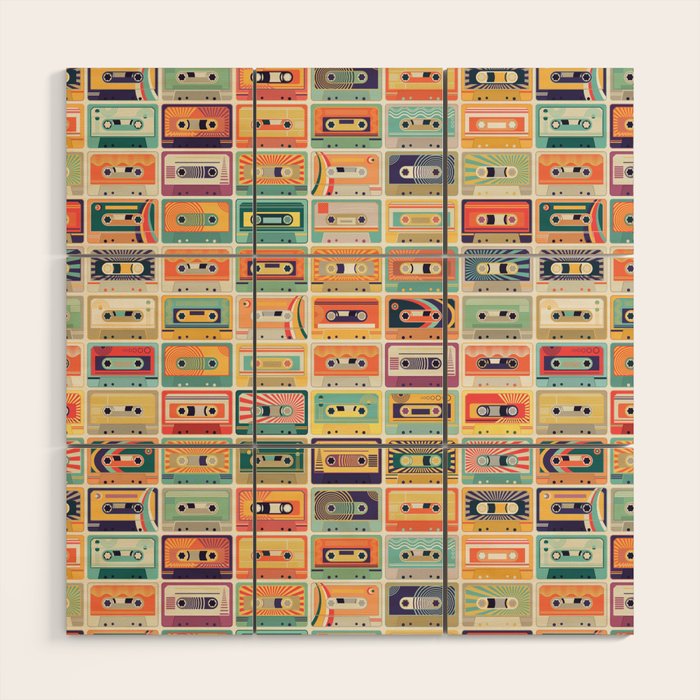 Retro 90s Mixtapes Wood Wall Art Gallery Image 1