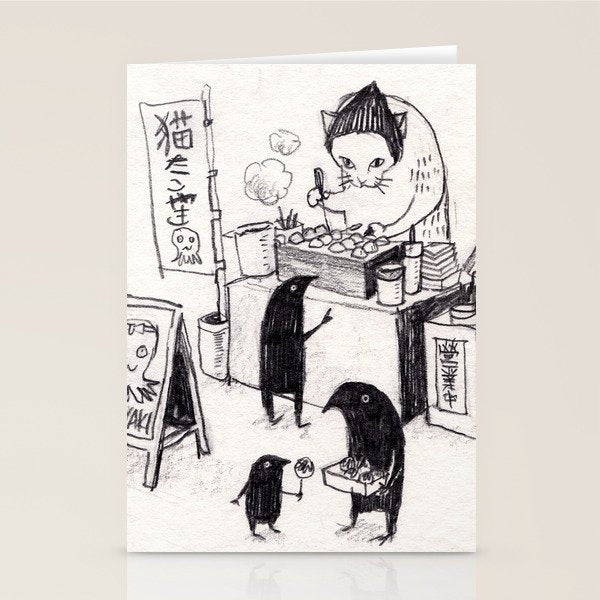 Takoyaki cat Stationery Card Gallery Image 2