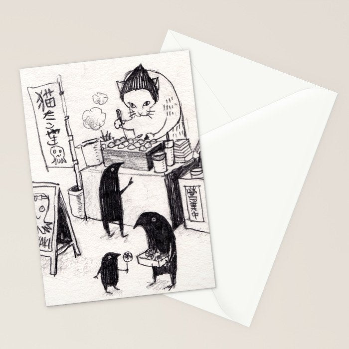 Takoyaki cat Stationery Card Gallery Image 2