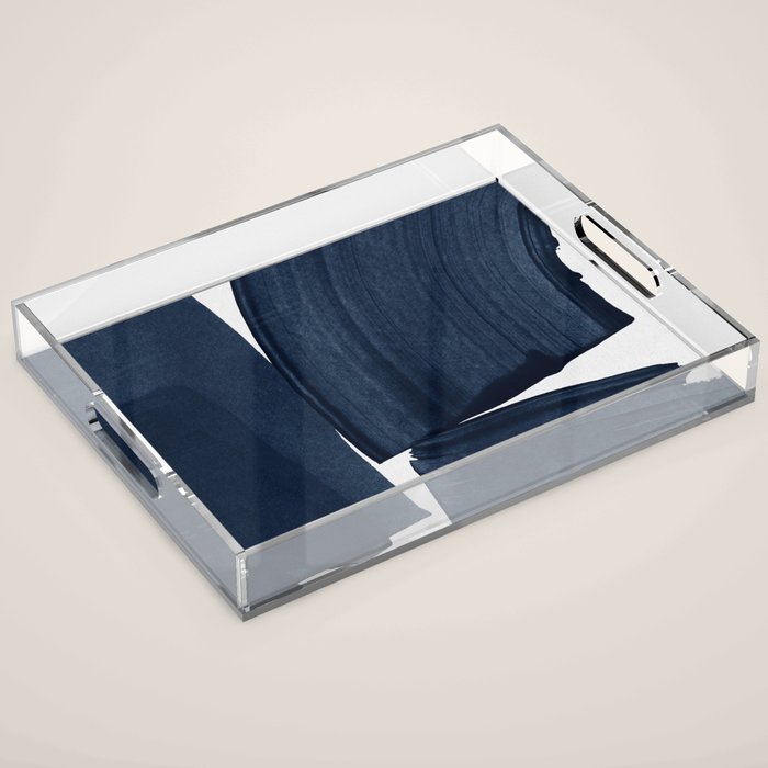 Minimalist Painting Blue I, Navy Decor Acrylic Tray Gallery Image 1