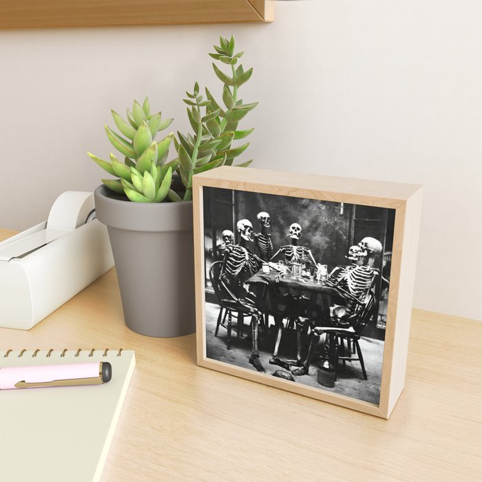 Six Skeletons Smoking vintage black and white photograph / photography poster Mini Art Print Gallery Image 2