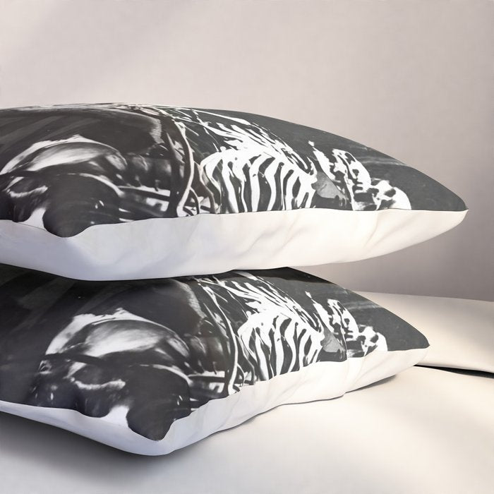 Six Skeletons Smoking vintage black and white photograph / photography poster Pillow Sham Gallery Image 3