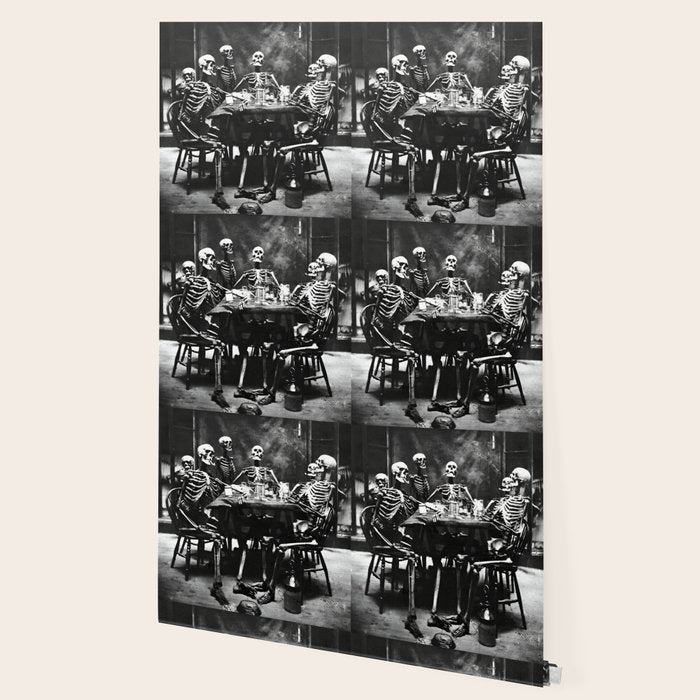 Six Skeletons Smoking vintage black and white photograph / photography poster Wallpaper Gallery Image 2
