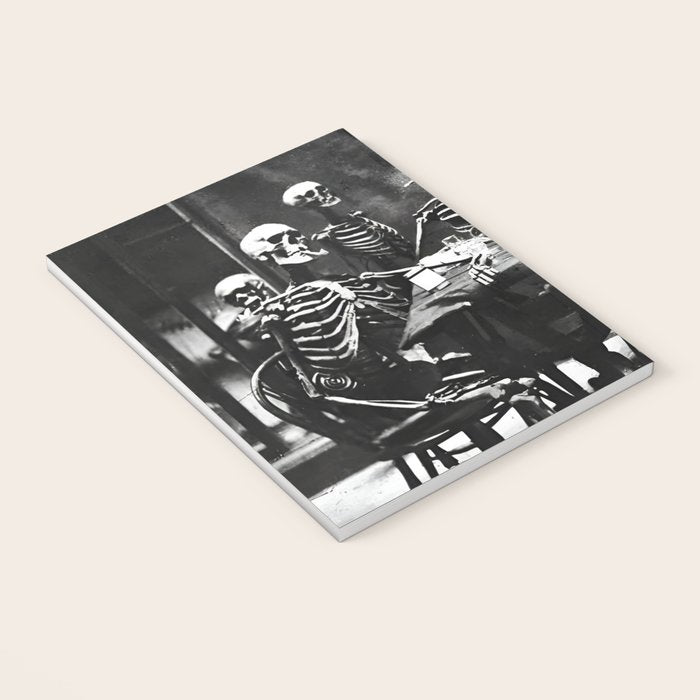 Six Skeletons Smoking vintage black and white photograph / photography poster Notebook Gallery Image 3