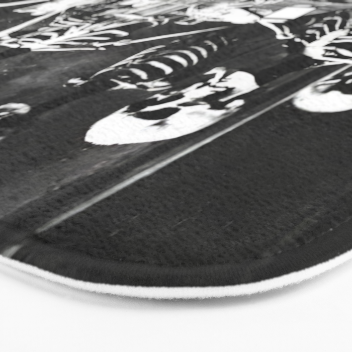 Six Skeletons Smoking vintage black and white photograph / photography poster Bath Mat Gallery Image 3
